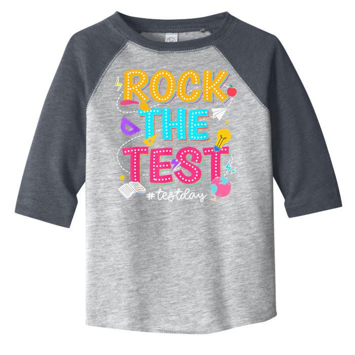 Rock The Test Testing Day Retro Motivational Teacher Student Toddler Fine Jersey T-Shirt