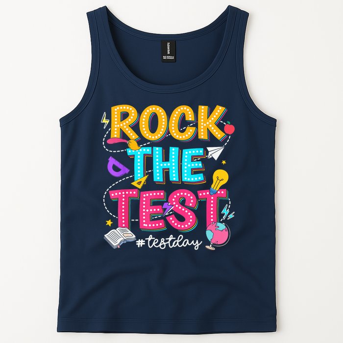 Rock The Test Testing Day Retro Motivational Teacher Student Tank Top