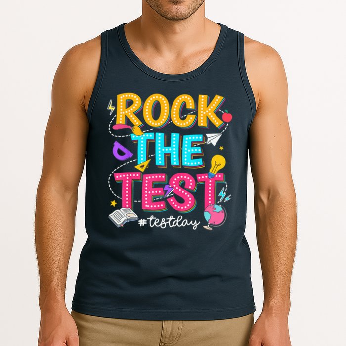 Rock The Test Testing Day Retro Motivational Teacher Student Tank Top