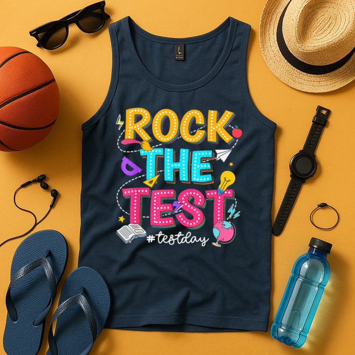 Rock The Test Testing Day Retro Motivational Teacher Student Tank Top