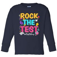 Rock The Test Testing Day Retro Motivational Teacher Student Toddler Long Sleeve Shirt