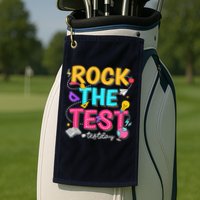 Rock The Test Testing Day Retro Motivational Teacher Student Golf Towel