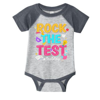 Rock The Test Testing Day Retro Motivational Teacher Student Infant Baby Jersey Bodysuit