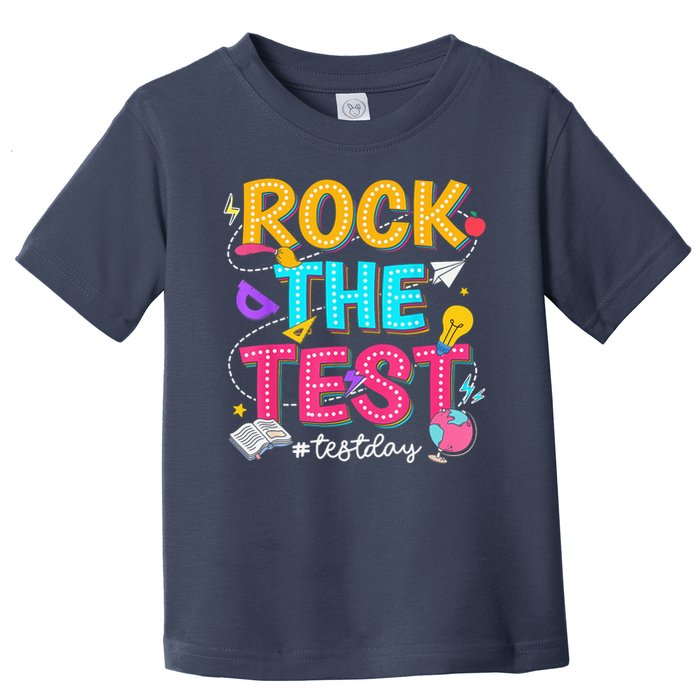 Rock The Test Testing Day Retro Motivational Teacher Student Toddler T-Shirt