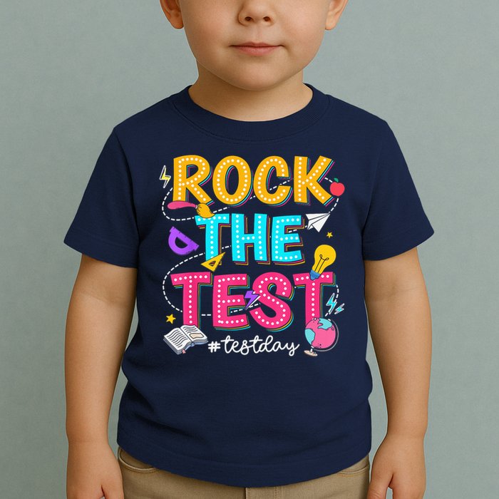 Rock The Test Testing Day Retro Motivational Teacher Student Toddler T-Shirt