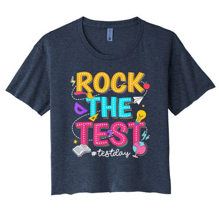 Rock The Test Testing Day Retro Motivational Teacher Student Crop Top
