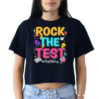 Rock The Test Testing Day Retro Motivational Teacher Student Crop Top