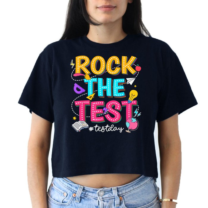 Rock The Test Testing Day Retro Motivational Teacher Student Crop Top