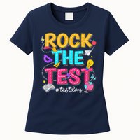 Rock The Test Testing Day Retro Motivational Teacher Student Womens T-Shirt