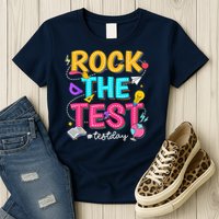 Rock The Test Testing Day Retro Motivational Teacher Student Womens T-Shirt
