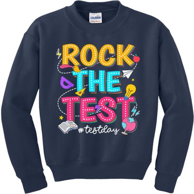 Rock The Test Testing Day Retro Motivational Teacher Student Kids Sweatshirt