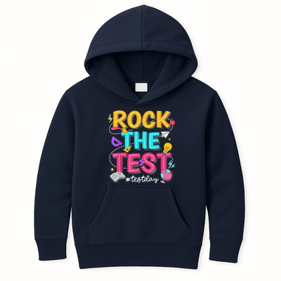 Rock The Test Testing Day Retro Motivational Teacher Student Kids Hoodie