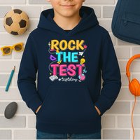 Rock The Test Testing Day Retro Motivational Teacher Student Kids Hoodie