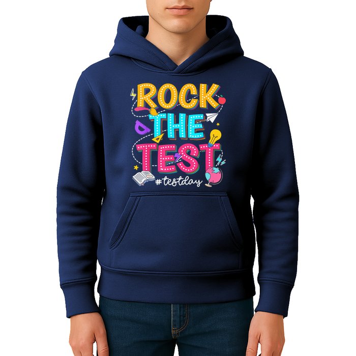 Rock The Test Testing Day Retro Motivational Teacher Student Kids Hoodie