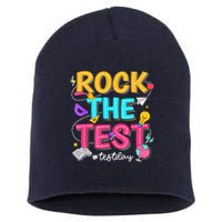 Rock The Test Testing Day Retro Motivational Teacher Student Short Acrylic Beanie