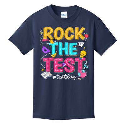 Rock The Test Testing Day Retro Motivational Teacher Student Kids T-Shirt
