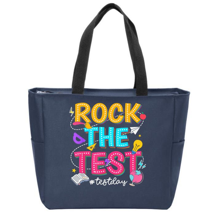Rock The Test Testing Day Retro Motivational Teacher Student Zip Tote Bag