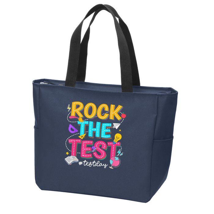 Rock The Test Testing Day Retro Motivational Teacher Student Zip Tote Bag