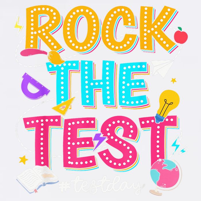 Rock The Test Testing Day Retro Motivational Teacher Student Garment-Dyed Sweatshirt
