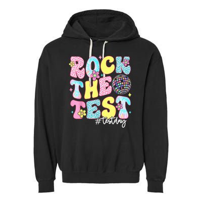 Rock The Test Testing Day Retro Motivational Teacher Student Garment-Dyed Fleece Hoodie