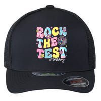Rock The Test Testing Day Retro Motivational Teacher Student Flexfit Unipanel Trucker Cap