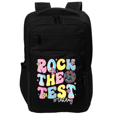 Rock The Test Testing Day Retro Motivational Teacher Student Impact Tech Backpack