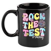 Rock The Test Testing Day Retro Motivational Teacher Student 11oz C Handle Ceramic Mug