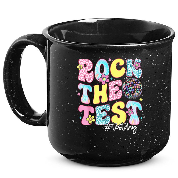 Rock The Test Testing Day Retro Motivational Teacher Student 15oz Campfire Ceramic Mug