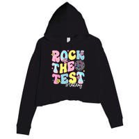 Rock The Test Testing Day Retro Motivational Teacher Student Crop Fleece Hoodie