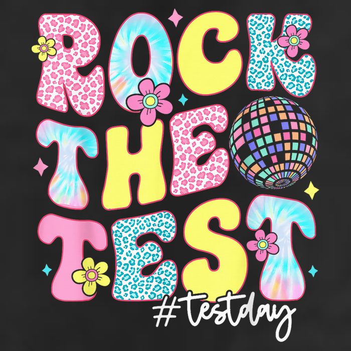Rock The Test Testing Day Retro Motivational Teacher Student Crop Fleece Hoodie