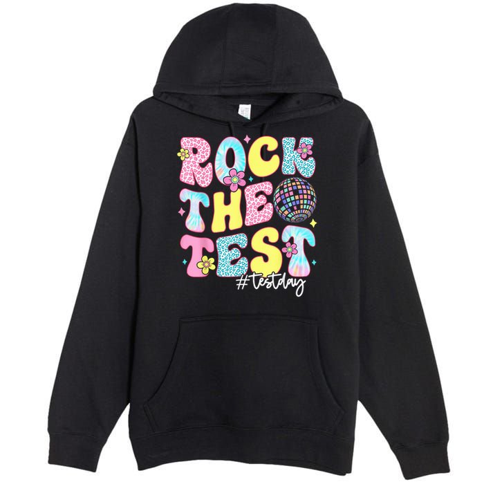 Rock The Test Testing Day Retro Motivational Teacher Student Premium Pullover Hoodie