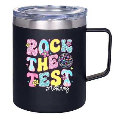 Rock The Test Testing Day Retro Motivational Teacher Student 12oz Stainless Steel Coffee Mug