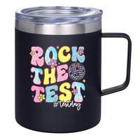 Rock The Test Testing Day Retro Motivational Teacher Student 12oz Stainless Steel Coffee Mug