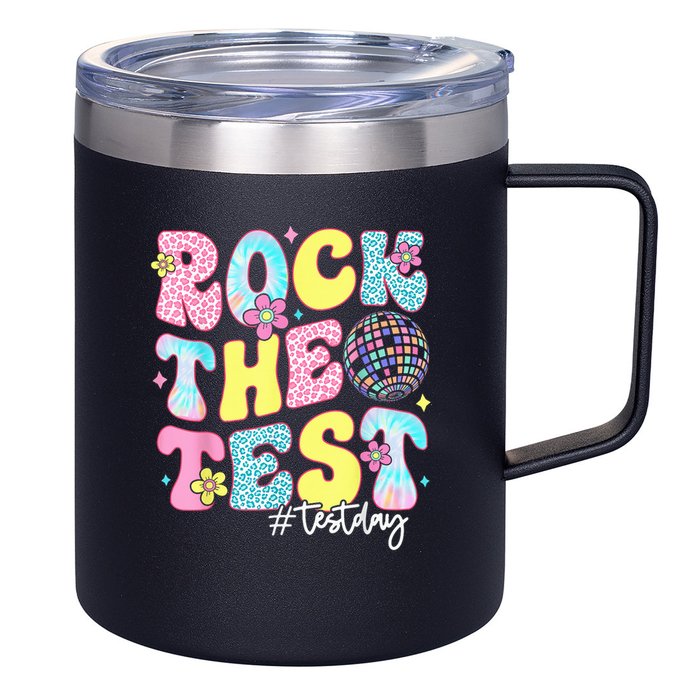 Rock The Test Testing Day Retro Motivational Teacher Student 12oz Stainless Steel Coffee Mug