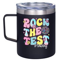 Rock The Test Testing Day Retro Motivational Teacher Student 12oz Stainless Steel Coffee Mug