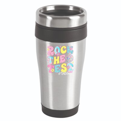 Rock The Test Testing Day Retro Motivational Teacher Student 16oz Travel Tumbler