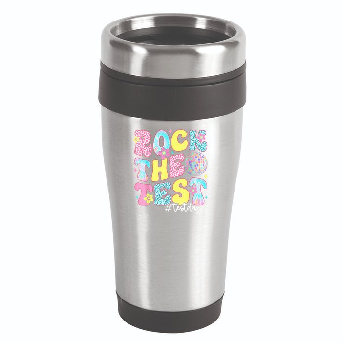 Rock The Test Testing Day Retro Motivational Teacher Student 16oz Travel Tumbler