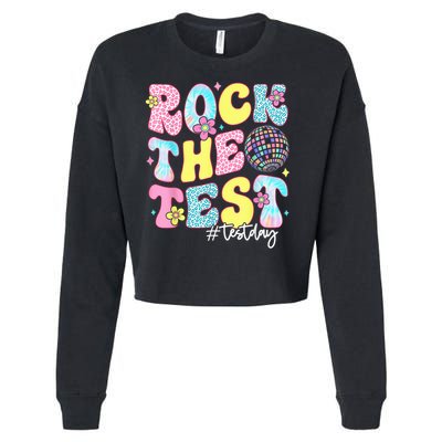 Rock The Test Testing Day Retro Motivational Teacher Student Cropped Pullover Crew
