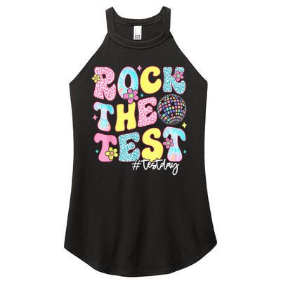 Rock The Test Testing Day Retro Motivational Teacher Student Women's Perfect Tri Rocker Tank
