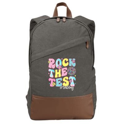 Rock The Test Testing Day Retro Motivational Teacher Student Cotton Canvas Backpack