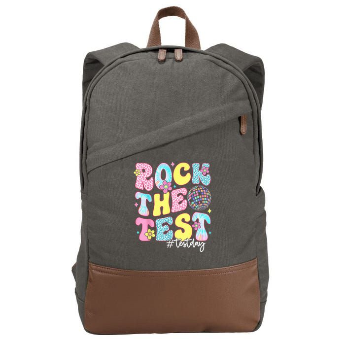 Rock The Test Testing Day Retro Motivational Teacher Student Cotton Canvas Backpack