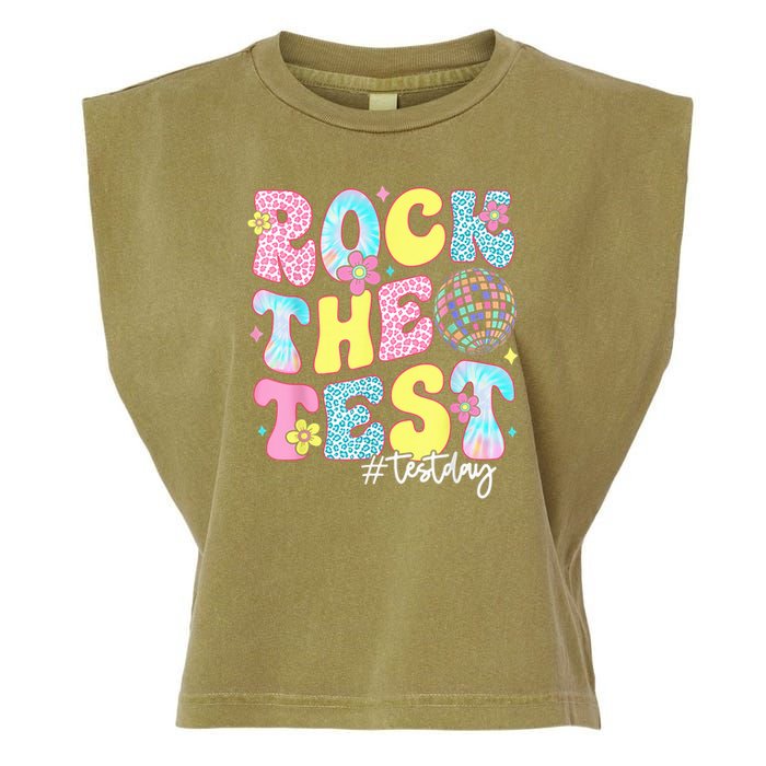 Rock The Test Testing Day Retro Motivational Teacher Student Garment-Dyed Women's Muscle Tee