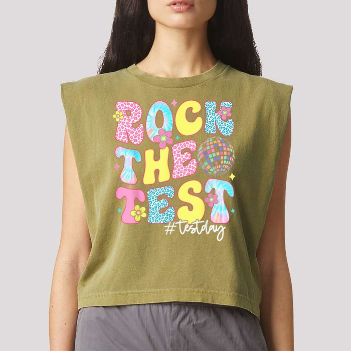 Rock The Test Testing Day Retro Motivational Teacher Student Garment-Dyed Women's Muscle Tee