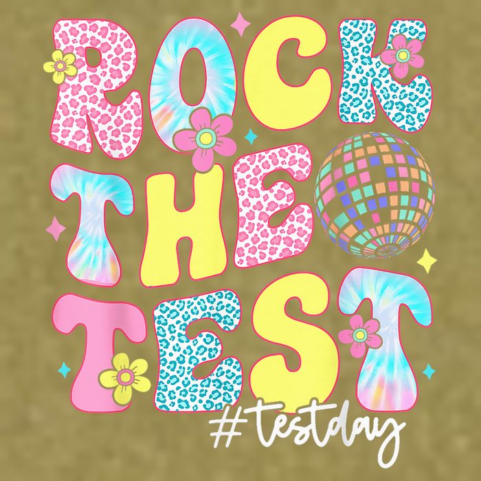 Rock The Test Testing Day Retro Motivational Teacher Student Garment-Dyed Women's Muscle Tee