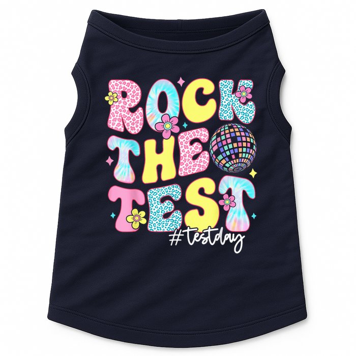 Rock The Test Testing Day Retro Motivational Teacher Student Doggie Tank