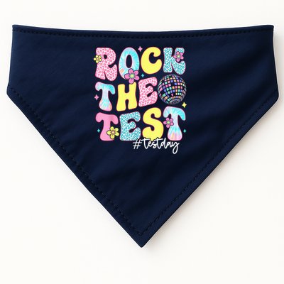 Rock The Test Testing Day Retro Motivational Teacher Student USA-Made Doggie Bandana