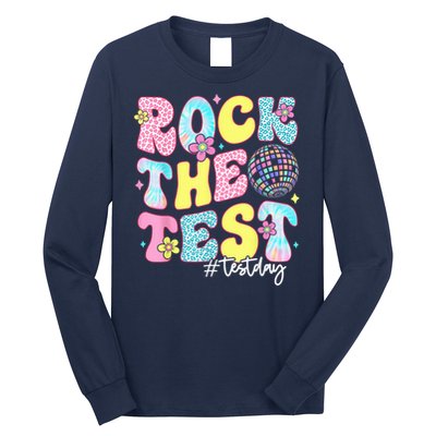 Rock The Test Testing Day Retro Motivational Teacher Student Long Sleeve Shirt