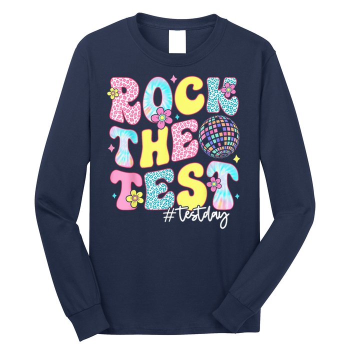 Rock The Test Testing Day Retro Motivational Teacher Student Long Sleeve Shirt