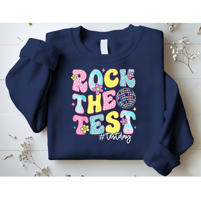 Rock The Test Testing Day Retro Motivational Teacher Student Sweatshirt