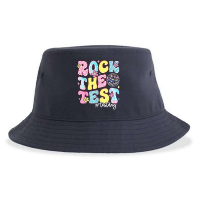 Rock The Test Testing Day Retro Motivational Teacher Student Sustainable Bucket Hat